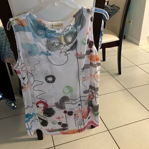 Colorful Abstract Print Sleeveless Top